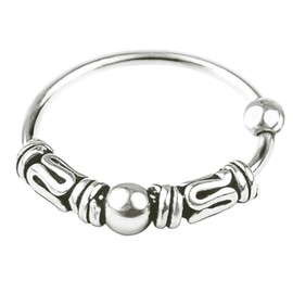 Willys Jewellery Piercing Ring 925 Sterling Silver Thin Hoop Ear Piercing Lip Piercing Nose Piercing (Ball Stud Closure), Sterling Silver, S