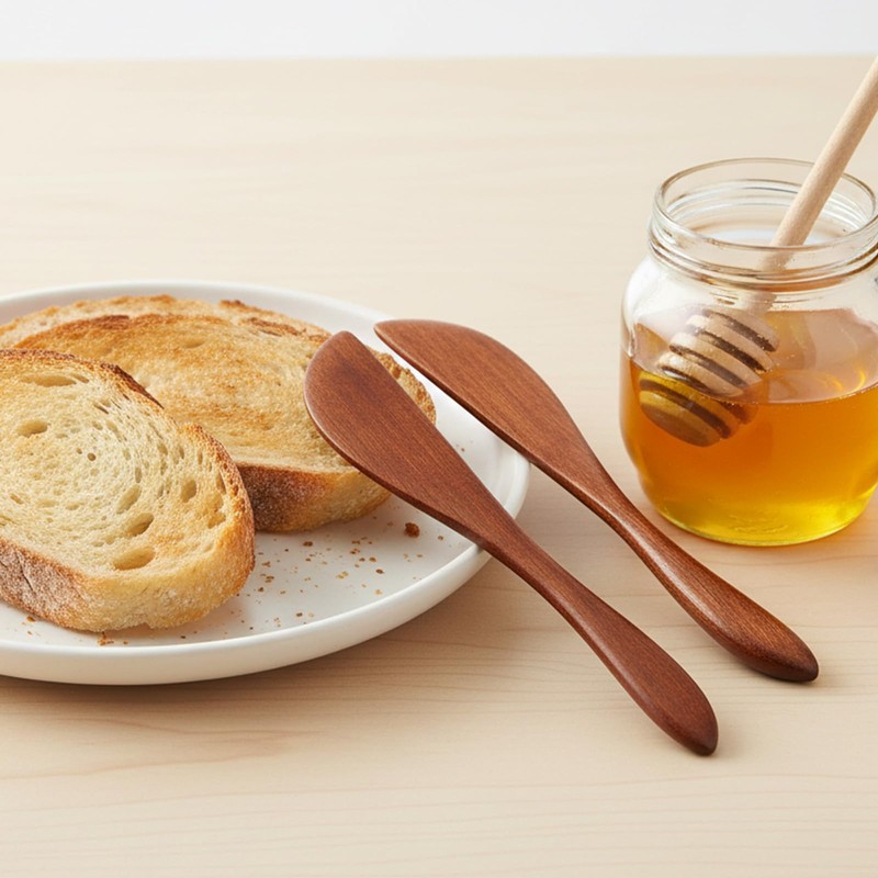 TIESOME 6Pcs 5.9 Inch Wooden Butter Knife, Jam Spreader, Natural