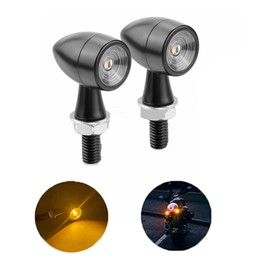 ANKIA 1 Pair 12V Universal Motorcycle Led Black Mini Bullet Turn Signals Lights Blinker Indicator for Any Harley, Honda, Yamaha, Suzuki, Kawasaki, Custom Bike, Cruiser, Choppers (Clear Lens)