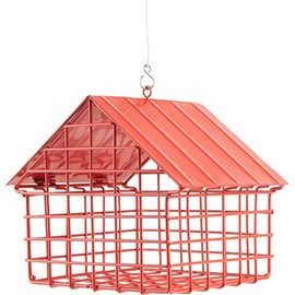 Wildlife Garden WG3344 Meisenknödel-Futterspender-Häuschen Rot - Vogelfutterhaus aus Metall