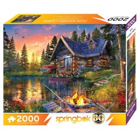 Springbok's Sunkissed Cabin 2000 Piece Puzzle for Adults Features a Beautifully Illustrated Lakeside Cabin Retreat