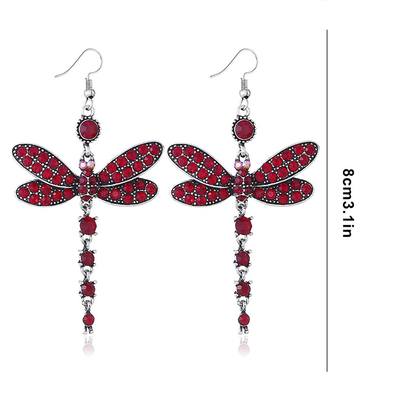Gleamart Dragonfly Earrings Boho Style Color Rhinestone Dangle Earrings for