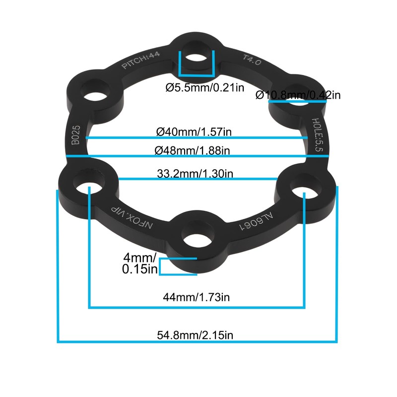 eMagTech 4mm Hub Brake Disc Spacer with Screws Aluminum Alloy