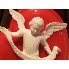 Vtg Valentine Day Antique Cherub Angel Heart Ornament Gift Tag  Xmas Charm Italy