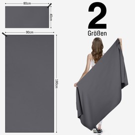 Jokisa Microfibre Towel Set of 2, 180 x 90 cm Beach Towel Microfibre + 80 x 40 cm Sports Towel, Quick-Drying and Sand-Free Towels for Outdoor Sauna Beach Trekking (Purple)