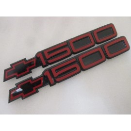 1500 Red Black For 88-99 Silverado Chevy 1500 Bowtie Moulding Door Emblem Badges-PAIR