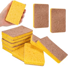 Biodegradable Natural Kitchen Sponge Eco Scratch Free Compostable Cellulose Sisal and Coconut Scouring Pad 12 Pack (Brown)