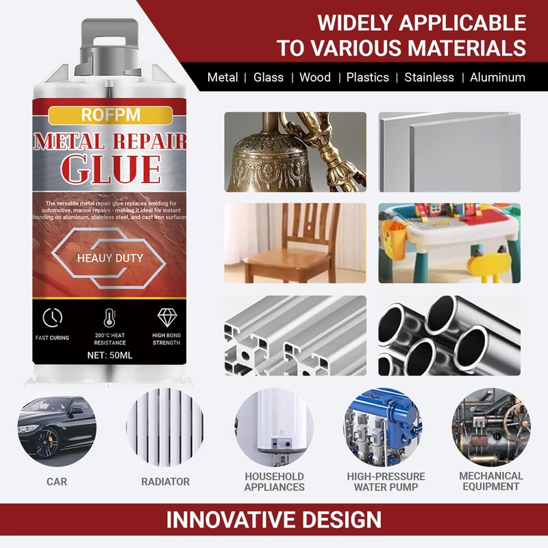 ROFPM Metal Glue Heavy Duty Weld, 1.69 floz Epoxy Glue