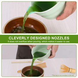 Matcha Whisk Set - 5PCS Matcha Set Includes 18OZ Matcha Bowl with Spout, Bamboo Chasen Whisk with Ceramic Holder, 2Pcs Matcha Scoop, Matcha Kit for Ultimate Matcha Experience (Green)