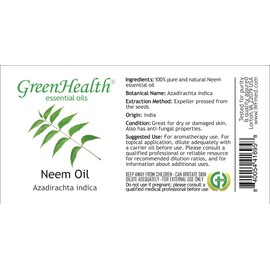 GreenHealth Neem Oil - 8 fl oz - 100% Pure & Natural - Blue Plastic Bottle