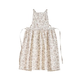 FADUOFA Japanese Cotton Pinafore Apron Dress for Women with Waist Tie,Kitchen Garden Work Clothes Bib Dress