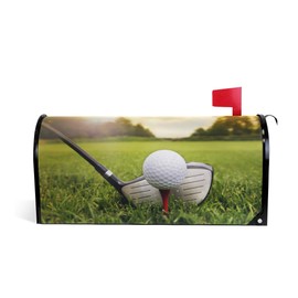 ZZKKO Golf Club and Ball in Green Grass Nature Forest Sunshine Mailbox Covers Magnetic Seasonal Colorful Pattern Home Houses Decorations,25.5x20.8 Inch Large Size,Multicolor