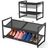 Expandable Shoe Rack, 2 Tier Adjustable Shoe Organizer with Flat