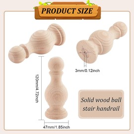 BENECREAT 2Pcs Unfinished Wood Finials 120x47mm Craft Finials Dowel Rod Finials Decorative Finials for Bed Post Vintage Curtain Rod Home Decor Hole：3mm