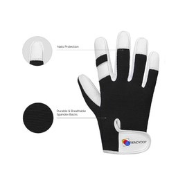 TRENDYDOT Gardening Gloves for Women/Men - Thorn Proof Garden Gloves - Ladies Working Gloves - Breathable Safety Work Gloves - Gardening Gifts, Leather Mechanic Gloves, Garden Tools (Medium, Black)