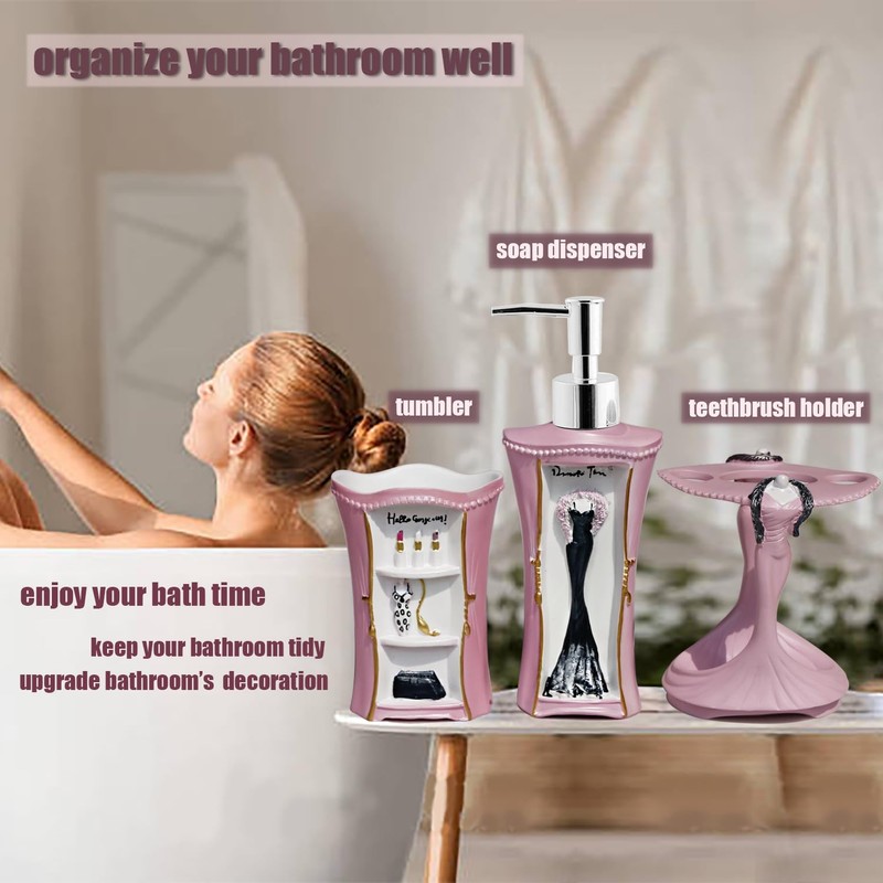 5 Piece Bathroom Accessories Set, Collection Bath Set Features Soap