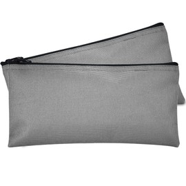 DALIX Bank Bags Money Pouch Securi Deposit Utility Zipper Coin Bag Gray 2 Pack