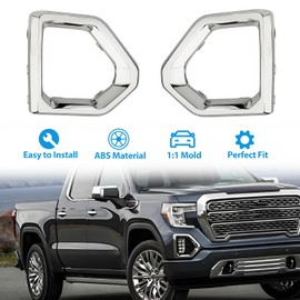 Aoocar Front Fog Light Bezel Cover 2019-2023, Compatible with GMC Sierra 1500 4-Door Denali SLT AT4, Fog Lamp Cover Trim Replace# 84176753 84176752, Chrome Silver (Right Passenger Side)