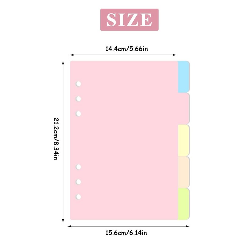 burkfeeg 25 Sheets / 5 Sets Folder Dividers A5 6