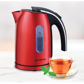 EUROSTAR EKS12RD 1.2L Stainless Steel Electric Kettle, Red