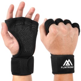 flintronic Open Workout Gloves, Weight Lifting Gloves With Wrist Support, Gym Gloves for Men, Women, Non-Slip Silicon Padded Palm Protection for Bodybuilding, Callisthenics, Powerlifting, L