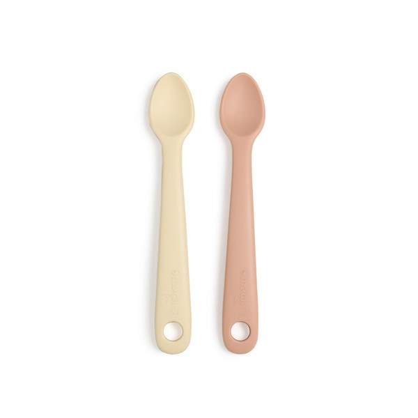 Smack Fun - FUN SPOON | Silicone Baby Feeding Spoons | 2 Pack | 6 Months+ (Blush/Ivoire)