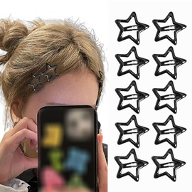 Small Black Snap Hair Clips Star Y2K Punk Hair Clips Accessories for Women Girls Metal No Slip Hair Barrettes Hairpins Hairclips for Thin Thick Fine Hair Gothic Star Hair Accessories Decors
