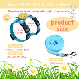 3 Pieces Adjustable Rabbit Harness and Leash Bunny Harness Vest Ferret Leash with Decorations for Rabbit Kitten Puppy Pig and Small Pet Animals (Large)