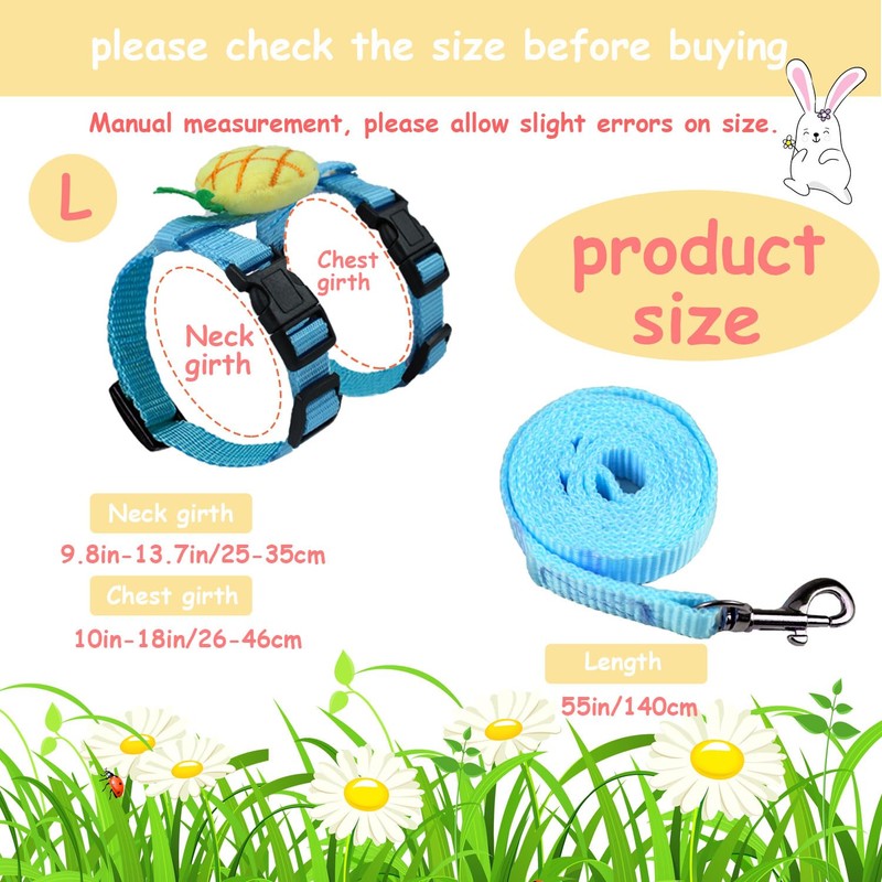 3 Pieces Adjustable Rabbit Harness and Leash Bunny Harness Vest