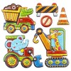 Ideen mit Herz Colourful Stickers in Wood Look, Construction Site, 18 x 17.5 cm, Wall Sticker, Relief Sticker, Puffy Stickers in Happy Colours for Children