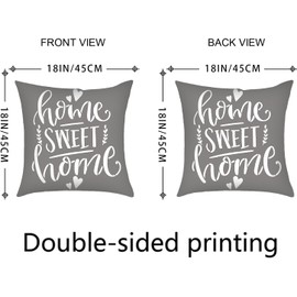 Geliking Cushion Covers 45cm x 45cm, Double-sided Printing Sofa Cushion Covers Set of 4 Linen Square Throw Pillow Case 18x18in For Outdoor Garden Sofa Farmhouse Home Decor (Gray, 45cm x 45cm)