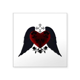 CafePress Black Winged Goth Heart Sticker Square Bumper Sticker Car Decal