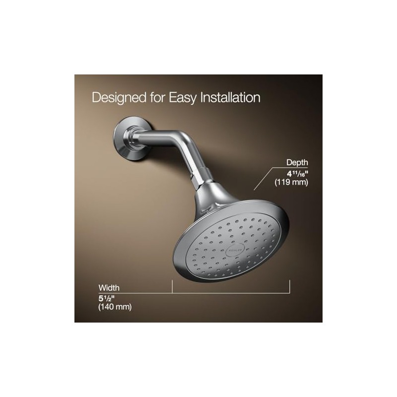 KOHLER 10282-AK-CP Forté® Single-function showerhead, 2.5 GPM, Corrosion Resistant Finish,