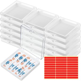 Landhoow 15 Pcs Press On Nail Boxes Nail Display Case 30 Pcs Adhesive Double Sided Tape Press On Nail Packaging Artificial Press On Nail Container Acrylic Storage Organizer for Nail Packaging(White)