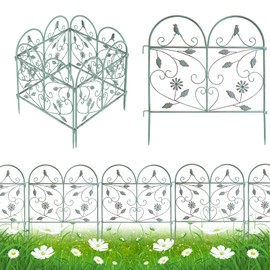 TOUFUN Decorative Garden Fence 4 PCS, 22.8in(H)x7.3Ft(L), Rustproof Metal Wire Border Animal Barrier for Dog Outside, Flower Edging for Yard Landscape Patio Outdoor Decor, Arched Garden Fencing, Retro