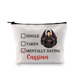 PYOUL Acotar Gift Single Taken Mentally Dating Cassian Makeup Bag Rhysand Azriel Cassian Cosmetic Bag Bat Boys Fan Club Gift SJM Merch (Mentally Dating Cassian B)