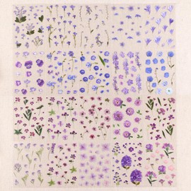 NOGAMOGA Aesthetic Floral Sticker Book, 20 Sheets, Clear Nature Sticker for Scrapbooking, Resin Art, Bullet Journaling, Crafting, Planners, Laptops, Card Making