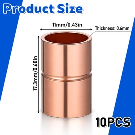 3/8 Inch Straight Copper Fittings 10 Pcs Copper Pipe Welding Joint Pipe Coupling Fittings for HVAC Air Conditioning