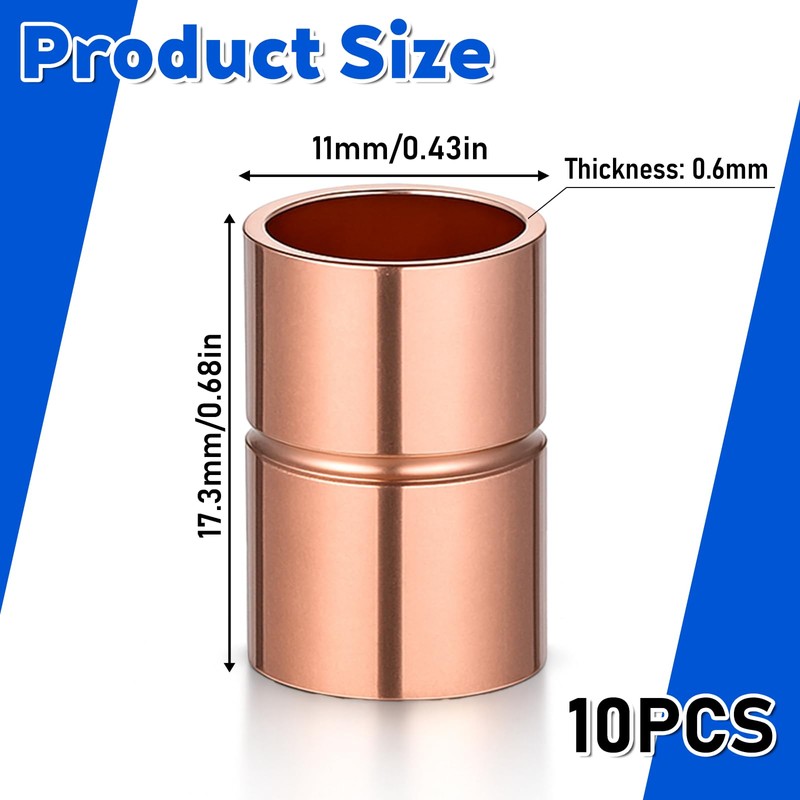 3/8 Inch Straight Copper Fittings 10 Pcs Copper Pipe Welding
