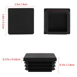 AZKEEGREY Lamellar Plugs, 40 x 40 mm, Square Plugs, Black Square Plugs, Plastic End Caps Made of PP for Steel Pipe, Pack of 100