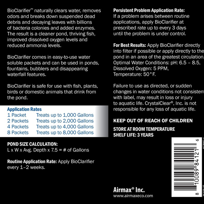 CrystalClear BioClarifier Small Pond & Water Garden Clarifier & Cleaner,