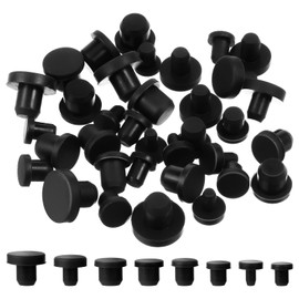 cobee 80 Pcs Silicone Rubber Hole Plug, 8 Sizes Plastic Hole Plugs Silicone Plug Cap Set, Black High Temp T-Type Hole Plug for Powder Coating Waterproof Sealing Plugs Pipe Holes Test Tube Plugs