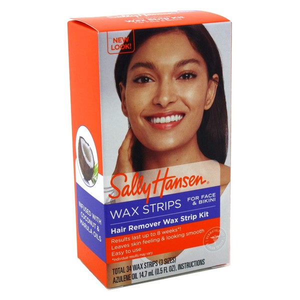 Sally Hansen Hair Remover Wax Strip Kit BroWith Face/Bikini (2 Pack)