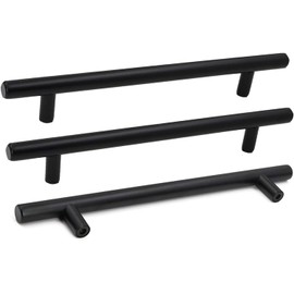 goldenwarm Pack of 15 Furniture Handles, Black, 160 mm, Cabinet Handles, Black Handles for Kitchen Cabinets, Door Handles, Kitchen Furniture Handles, Stainless Steel Kitchen Handles, Black Handles