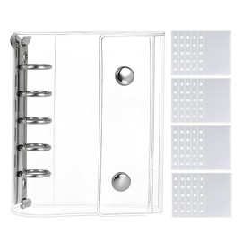 CHYG Transparent Seal Binder for Girls, Removable M5 Cute Sticker Notebook, Includes 20 Loose Papers, Refillable, 5 Holes, Micro 5 Seals, Storage, Popular Goods (Transparent Set)