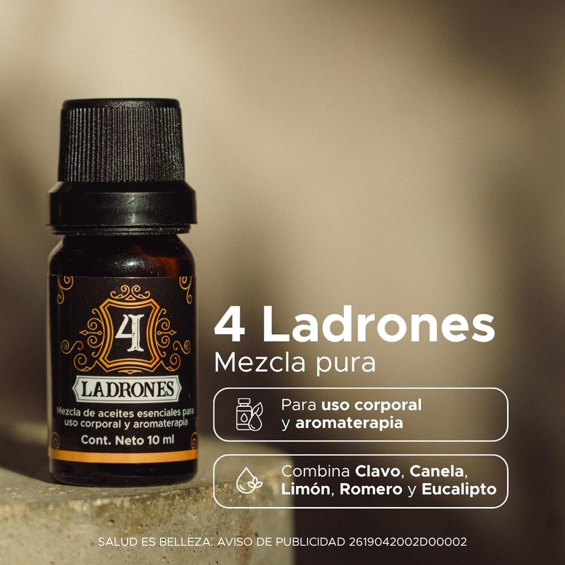 Aceite Esencial Thieves (4 Ladrones) PACALLI · Clavo, Canela, Limón,