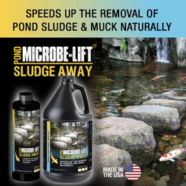 MICROBE-LIFT MLXSAG6 Sludge-Away Pond and Outdoor Water Garden Sludge and Muck Remover, Safe for Live Koi Fish, Plant Life, and Decor, 1 Gallon