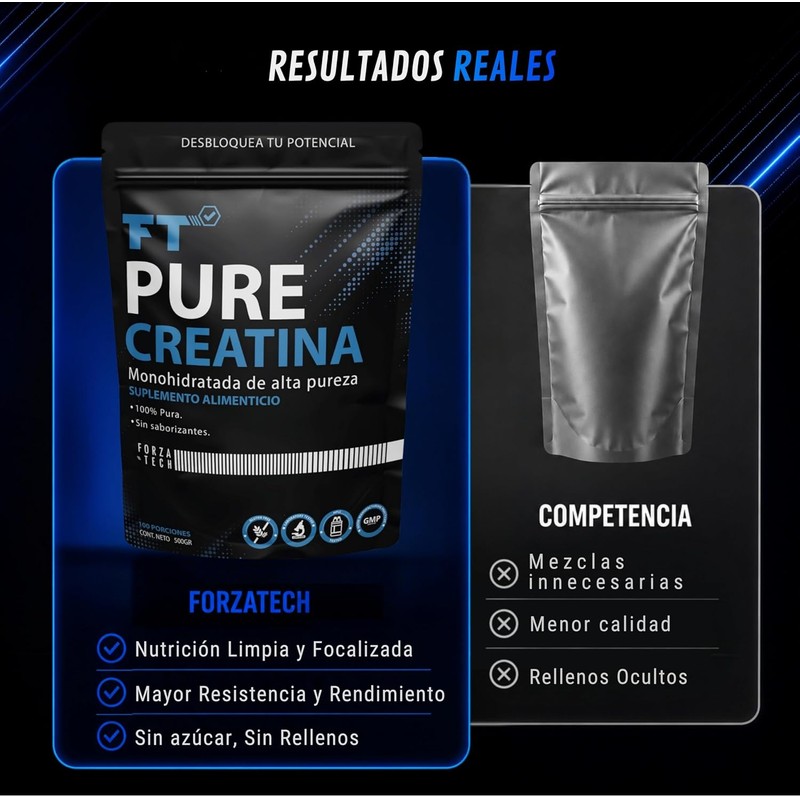 ForzaTech Creatina Monohidratada Micronizada 500g Alta Pureza