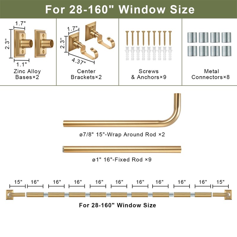 Vimayta Wrap Around Curtain Rod for 28 to 160 Inches