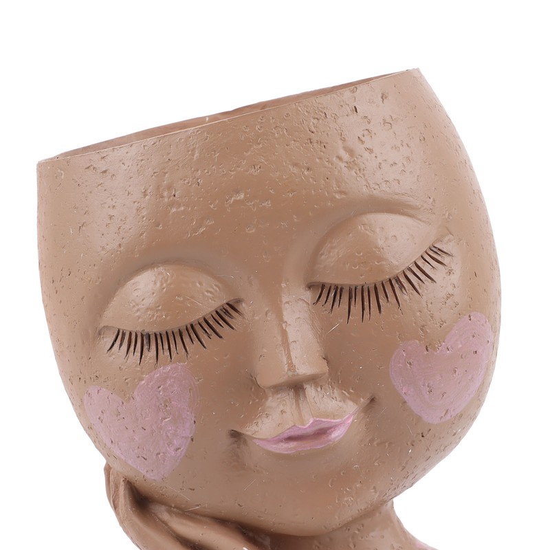Girl Head Flowerpot Resin Face Planter Succulent Flowerpot Decoration for